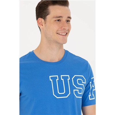 Erkek Saks Bisiklet Yaka Tişört