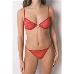 Tanga tira encaje rojo