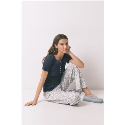 Pantalón largo algodón estampado floral