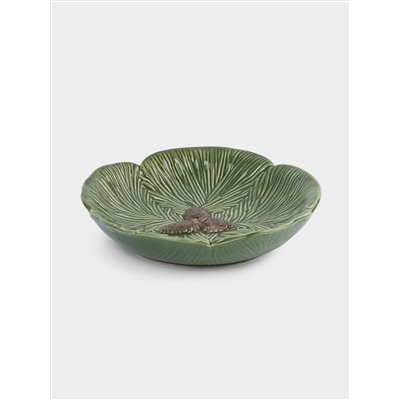 Блюдо, 19 см, керамика D, зеленое, Шишки на еловой ветке, Fir branch