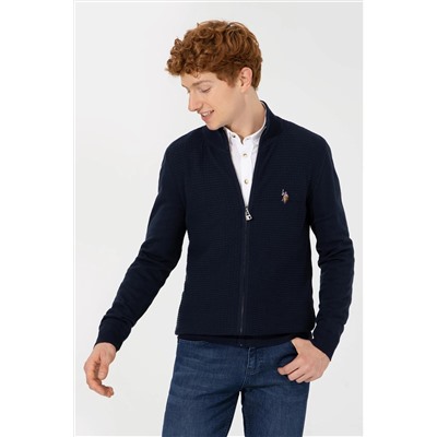 Erkek Lacivert Basic Triko Hırka