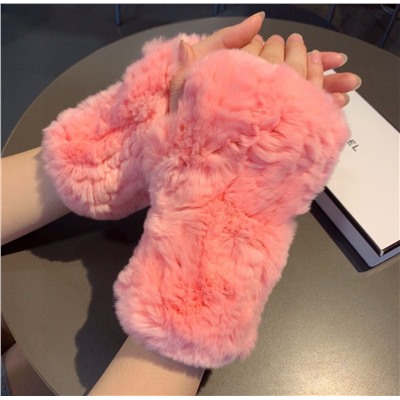 Женские меховые перчатки без пальцев  Chane*l