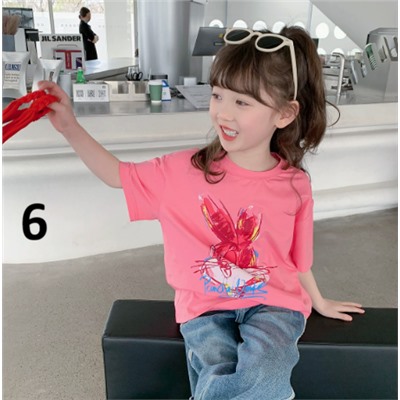 Хлопковые футболки для девочек (90-170) 10 Вариантов принтов