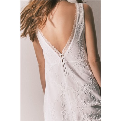 Camisón largo satén blanco