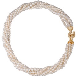 Колье Течение (жемчуг белый 5-7мм, белый фианит; покрытие золото) 50см, Есть комплект