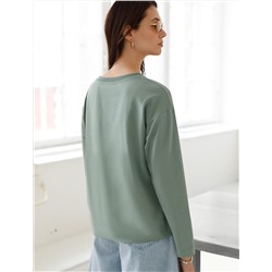 Лонгслив с принтом из премиального хлопка с эластаном