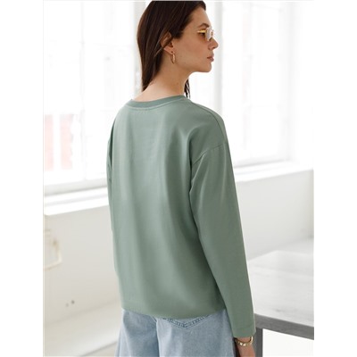 Лонгслив с принтом из премиального хлопка с эластаном