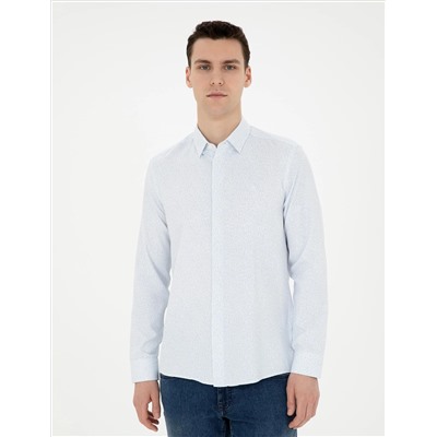 Açık Mavi Slim Fit Uzun Kollu Gömlek