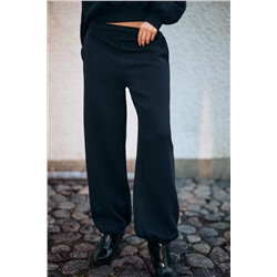 BASIC STRAIGHT PLUSH TROUSERS WITH ADJUSTABLE HEM