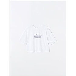 CROPPED T-SHIRT WITH PRINT