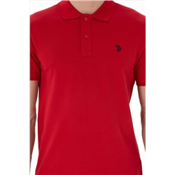 Erkek Slim Fit Polo Yaka Kırmızı Basic Tişört