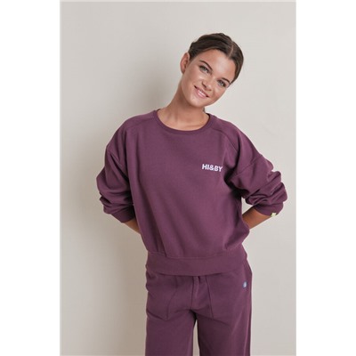 Sudadera corta felpa vino
