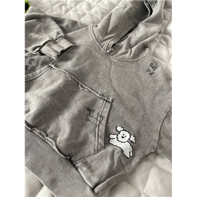 Модная толстовка с капюшоном и жареным граффити для мальчиков