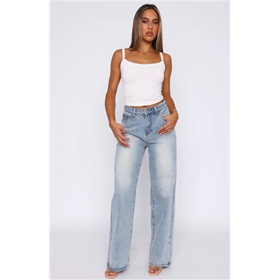 Bring The Style High Rise Wide Leg Jeans Light Blue