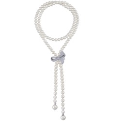 Колье (Майорка белая 8-12мм, фианит; покрытие родий) 74см, Есть комплект