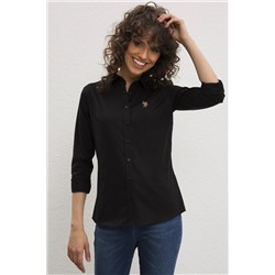 Kadın Siyah Uzun Kollu Basic Gömlek