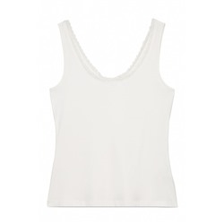 Camiseta tirantes algodón blonda blanco