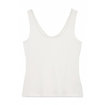 Camiseta tirantes algodón blonda blanco