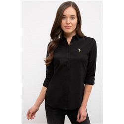 Kadın Siyah Uzun Kollu Basic Gömlek