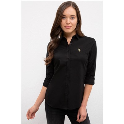 Kadın Siyah Uzun Kollu Basic Gömlek