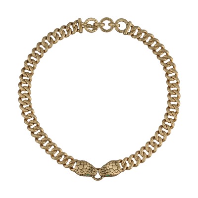 Колье Гипноз (кристаллы SW зеленые; покрытие античное золото) 42-47см, Есть комплект