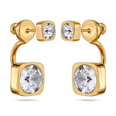 Серьги Теннис (кристаллы SW белые 4мм и 8мм; покрытие золото), Есть комплект