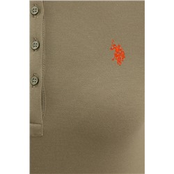 Kadın Haki Basic Polo Yaka Tişört
