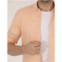 Turuncu Slim Fit Uzun Kollu Gömlek