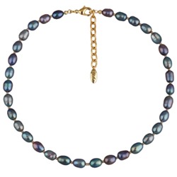 Колье (жемчуг бензиновый 6мм; покрытие золото) 44-49см, Есть комплект