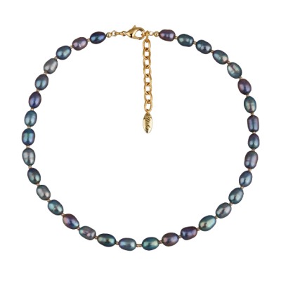 Колье (жемчуг бензиновый 6мм; покрытие золото) 44-49см, Есть комплект