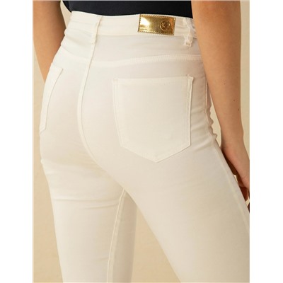 Ekru Skinny Fit Pantolon