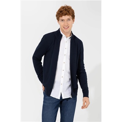 Erkek Lacivert Basic Triko Hırka