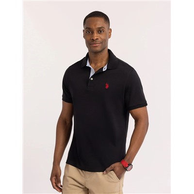 SOLID INTERLOCK POLO SHIRT WITH WOVEN TRIM