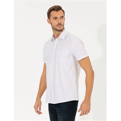 Bej Regular Fit Kısa Kollu Gömlek
