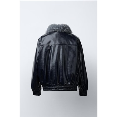 BOMBER JACKET WITH FAUX FUR COLLAR