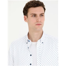 Açık Lacivert Slim Fit Kısa Kollu Gömlek