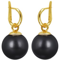 Серьги (Майорка 16мм черная матовая; покрытие золото), Есть комплект