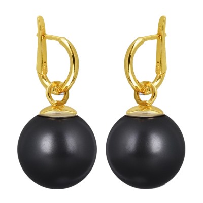 Серьги (Майорка 16мм черная матовая; покрытие золото), Есть комплект