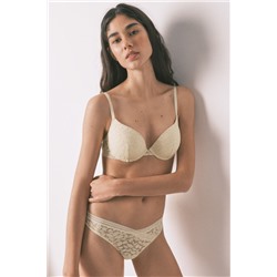 Tanga encaje cintura "V" beige