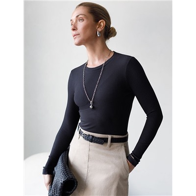 Джемпер из трикотажа в широкий рубчик