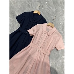 Красивое льняное платье с ремнем   2 цвета