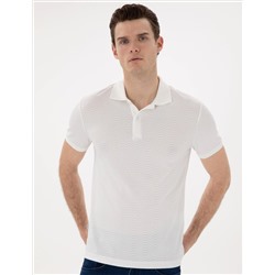 Beyaz Slim Fit Polo Yaka Tişört