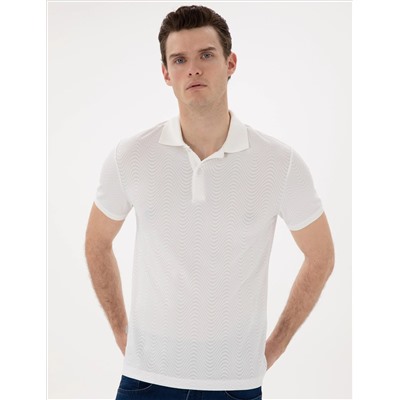 Beyaz Slim Fit Polo Yaka Tişört