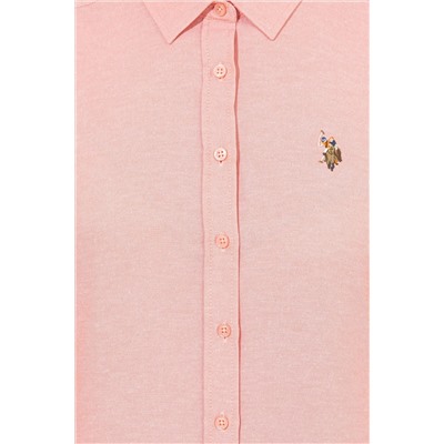 Kadın Somon Uzun Kollu Basic Gömlek