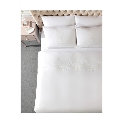 Madame Coco Flore Çift Kişilik Nakışlı Nevresim Takımı - Beyaz 1KNTCC0714-8682116789431