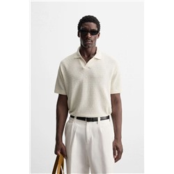 Вязаный ажурный джемпер-поло с короткими рукавами ЗАР*А