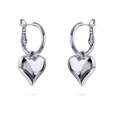 Серьги Сердцебиение (1, 6см; покрытие родий), Есть комплект