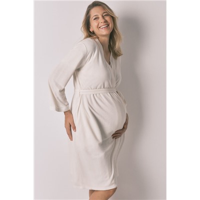Bata "maternity" cinturón blanco