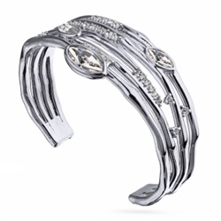 Браслет Эйва (кристаллы SW белые; покрытие родий), Есть комплект