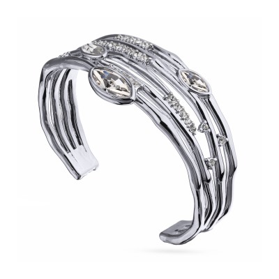 Браслет Эйва (кристаллы SW белые; покрытие родий), Есть комплект